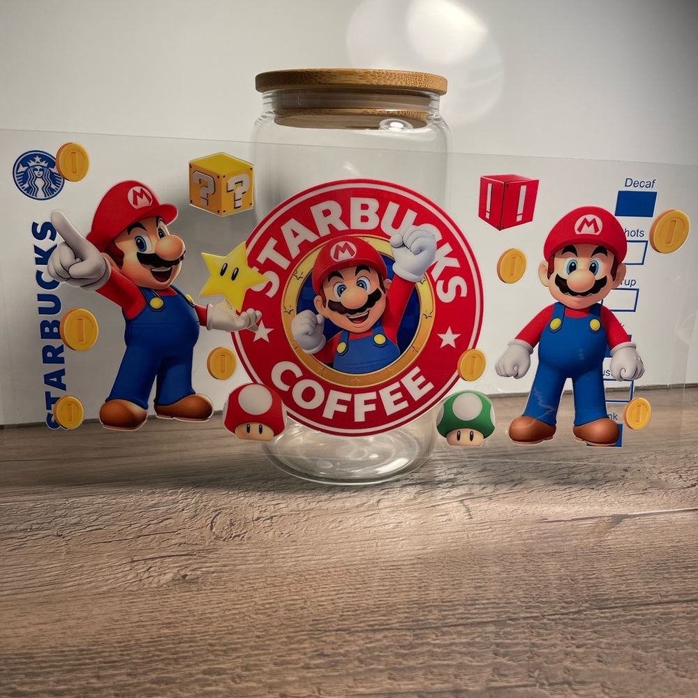 Nintendo Mario 16 oz Glass Tumbler set.  NEW